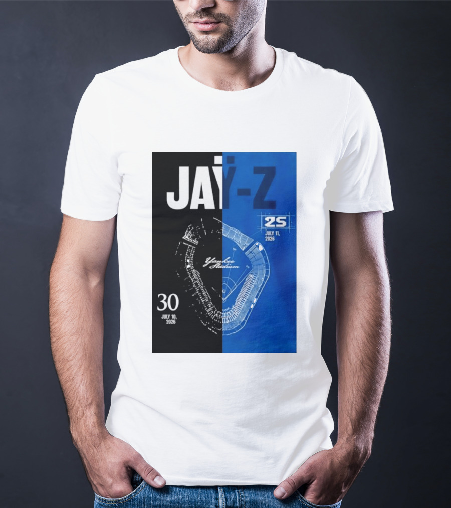 Jay Z Yankee Stadium July 10 11 2026 Celebration With Map Blueprint T-Shirt