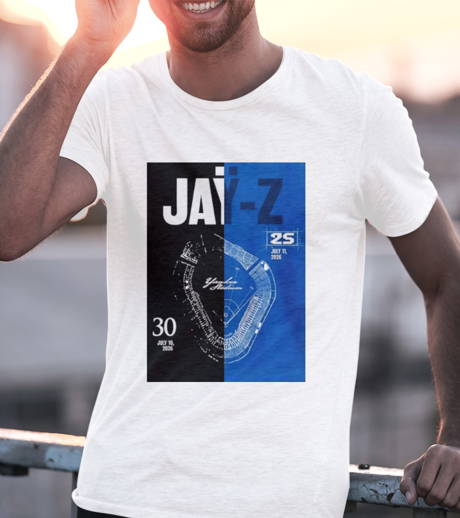 Jay Z Yankee Stadium July 10 11 2026 Celebration With Map Blueprint T-Shirt