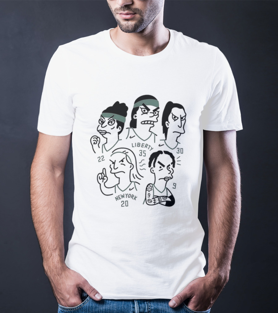 Simpson Style Cartoon New York Liberty Players 20 35 32 13 T-Shirt