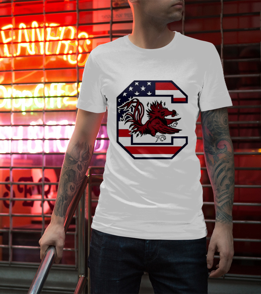 American Flag South Carolina Gamecocks C T-Shirt