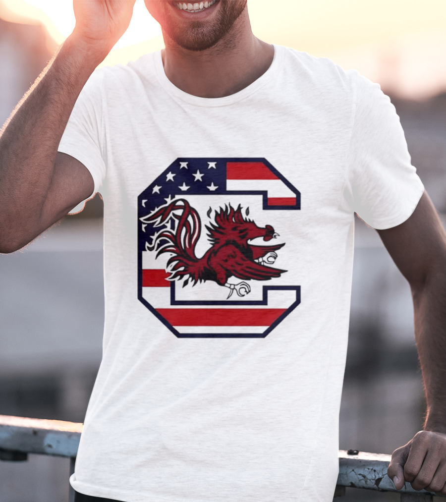 American Flag South Carolina Gamecocks C T-Shirt