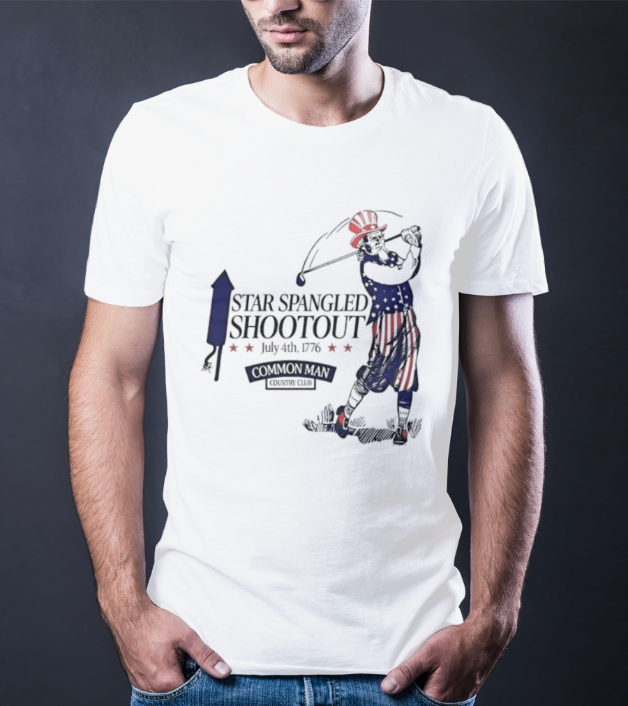 Star Spangled Shootout Common Man Country Club Patriotic Golfer T-Shirt