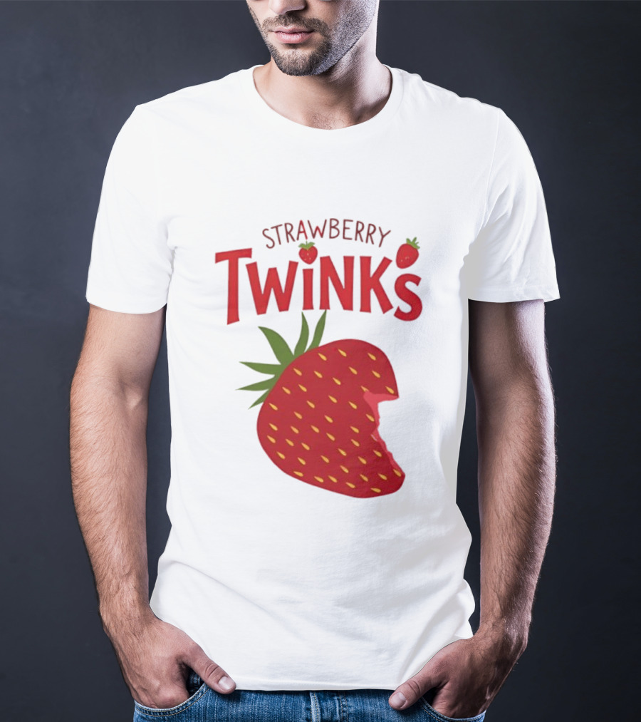 Strawberry Twinks Fruit Snack Pun Playful Bite T-Shirt