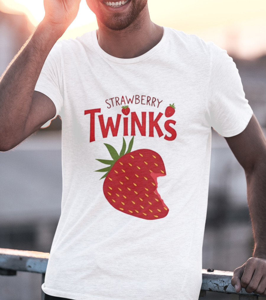 Strawberry Twinks Fruit Snack Pun Playful Bite T-Shirt