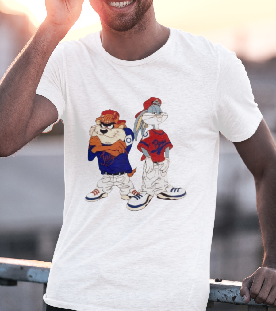 Taz Bugs Looney Tunes Baseball Style Casual Streetwear T-Shirt
