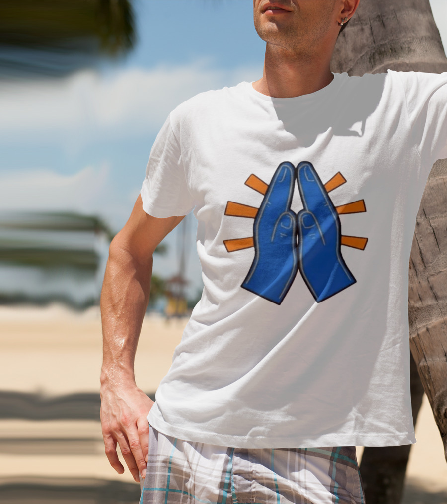 Please Just Make It All Worth It Blue Praying Hands Emoji T-Shirt