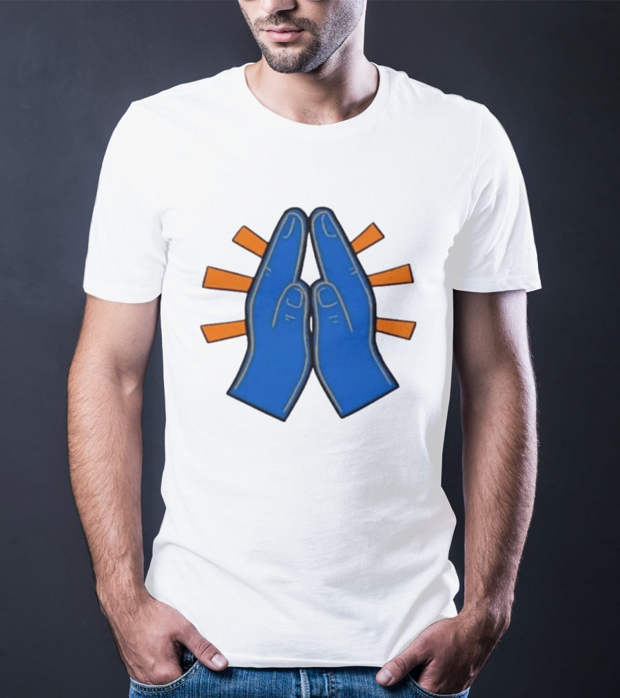 Please Just Make It All Worth It Blue Praying Hands Emoji T-Shirt