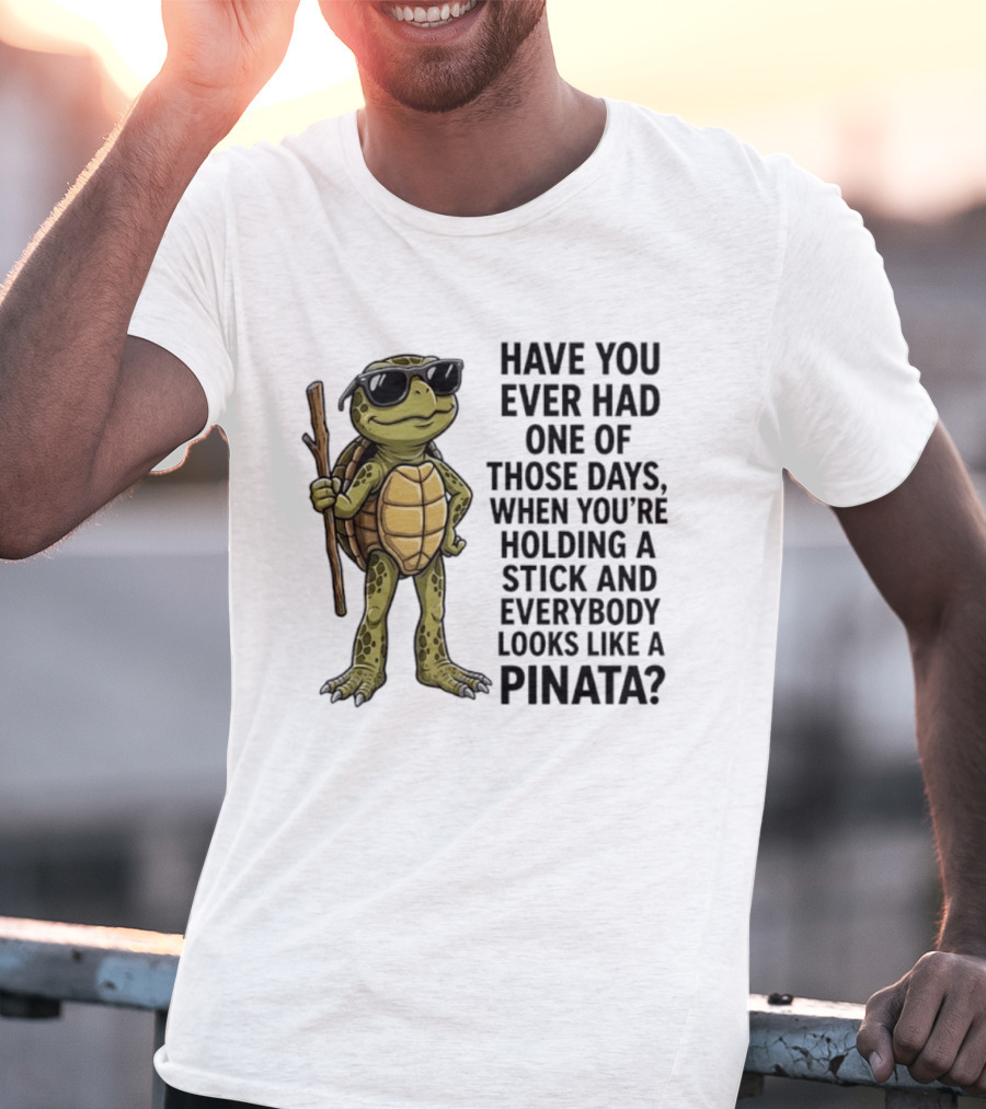 Have You Ever Had One Of Those Days Turtle Holding A Stick Looking Like A Pinata T-Shirt