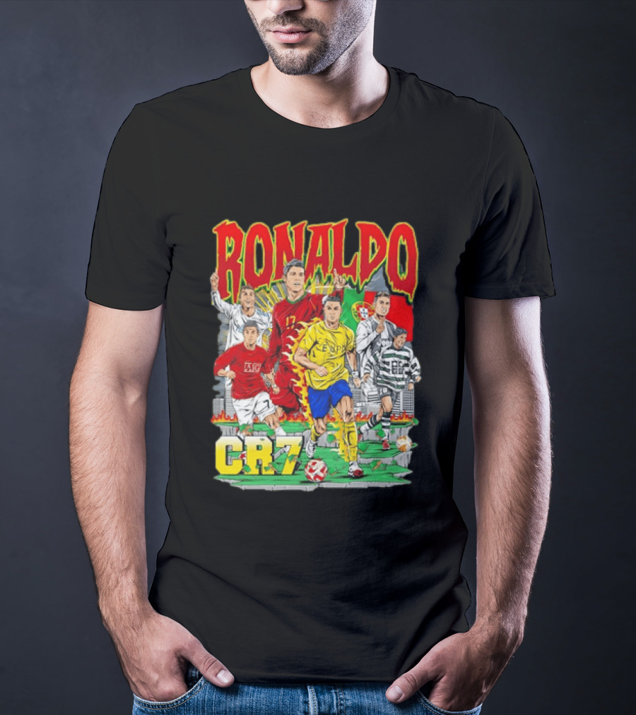 Ronaldo CR7 Football Icon In Action Sports Team Collection T-Shirt