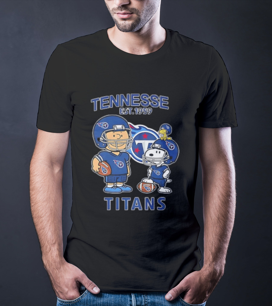 Tennessee Titans EST 1959 Charlie Brown And Snoopy Football T-Shirt