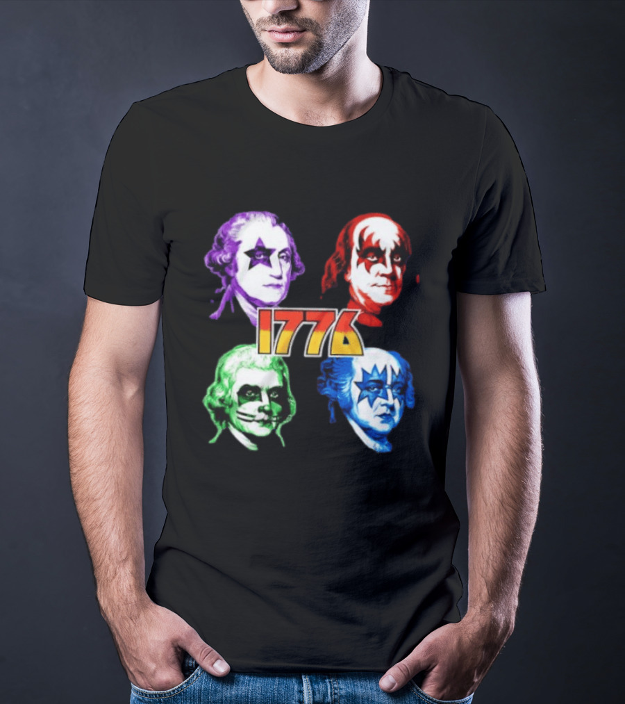 1776 Founding Fathers Rock Band George Washington Benjamin Franklin T-Shirt