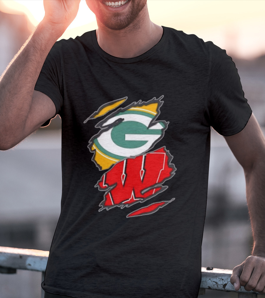 Green Bay Packers Wisconsin Badgers Team Sports Fan T-Shirt