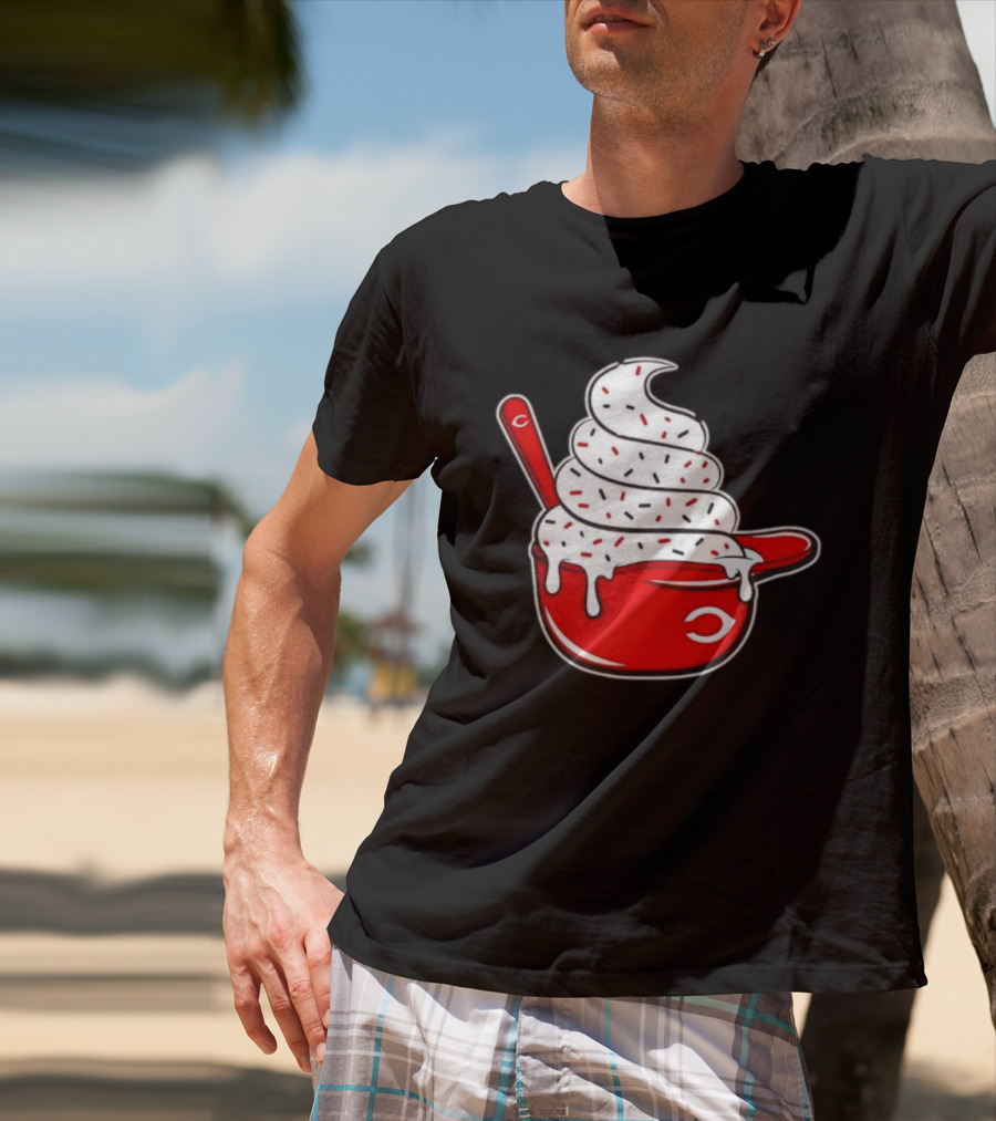 Cincinnati Reds Ice Cream Helmet With Sprinkles And Spoon T-Shirt