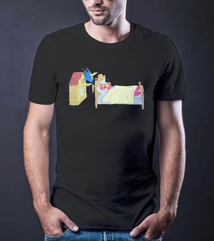 Onlyretro Pink Panther Startled Awake By Cuckoo Surprise T-Shirt