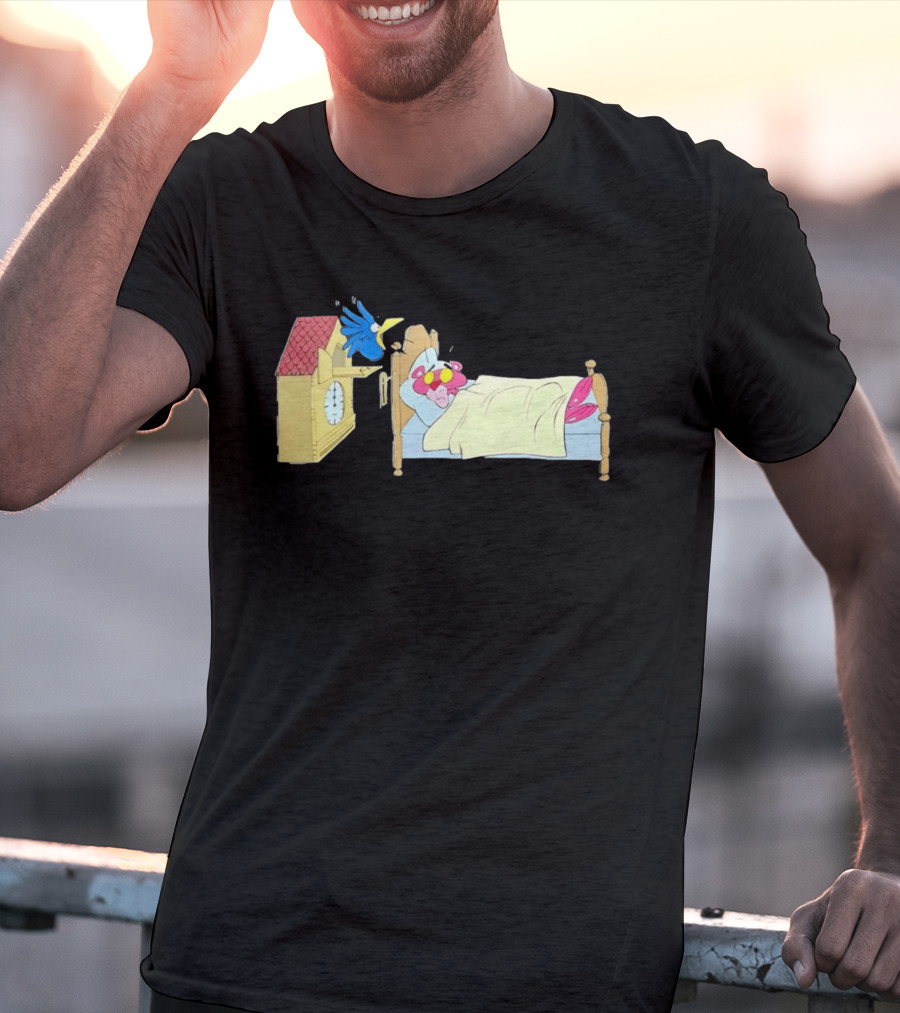 Onlyretro Pink Panther Startled Awake By Cuckoo Surprise T-Shirt