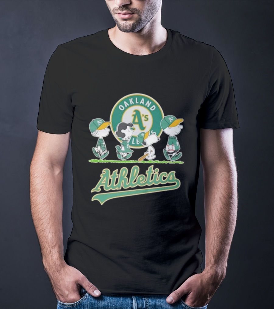 Peanuts Characters Oakland Athletics A's Team Major League Baseball Snoopy Charlie Brown Woodstock T-Shirt