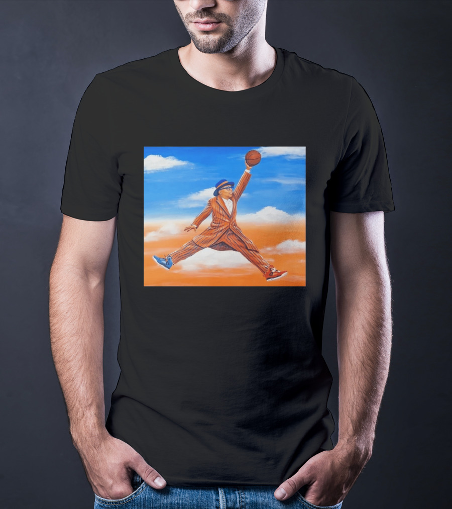 Spike Lee Jumping Basketball Air Jordan Jumpman Striped Suit Sky Sneakers T-Shirt