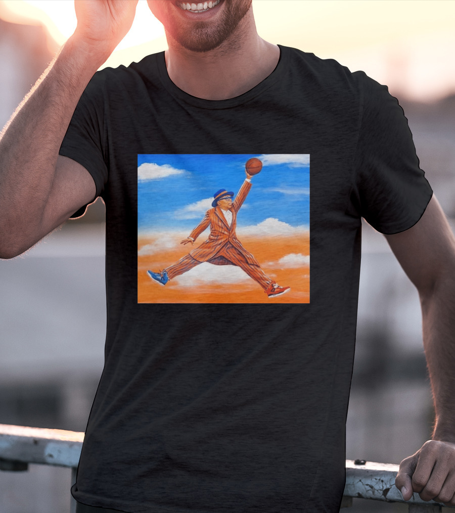 Spike Lee Jumping Basketball Air Jordan Jumpman Striped Suit Sky Sneakers T-Shirt