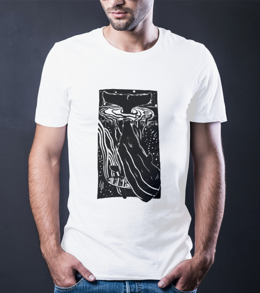 American Traditional Moby Dick Vintage Tattoo Style Whale Ocean Nautical T-Shirt