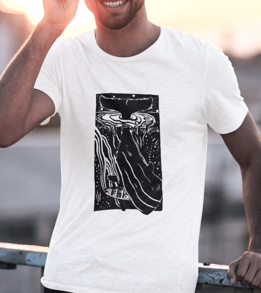 American Traditional Moby Dick Vintage Tattoo Style Whale Ocean Nautical T-Shirt