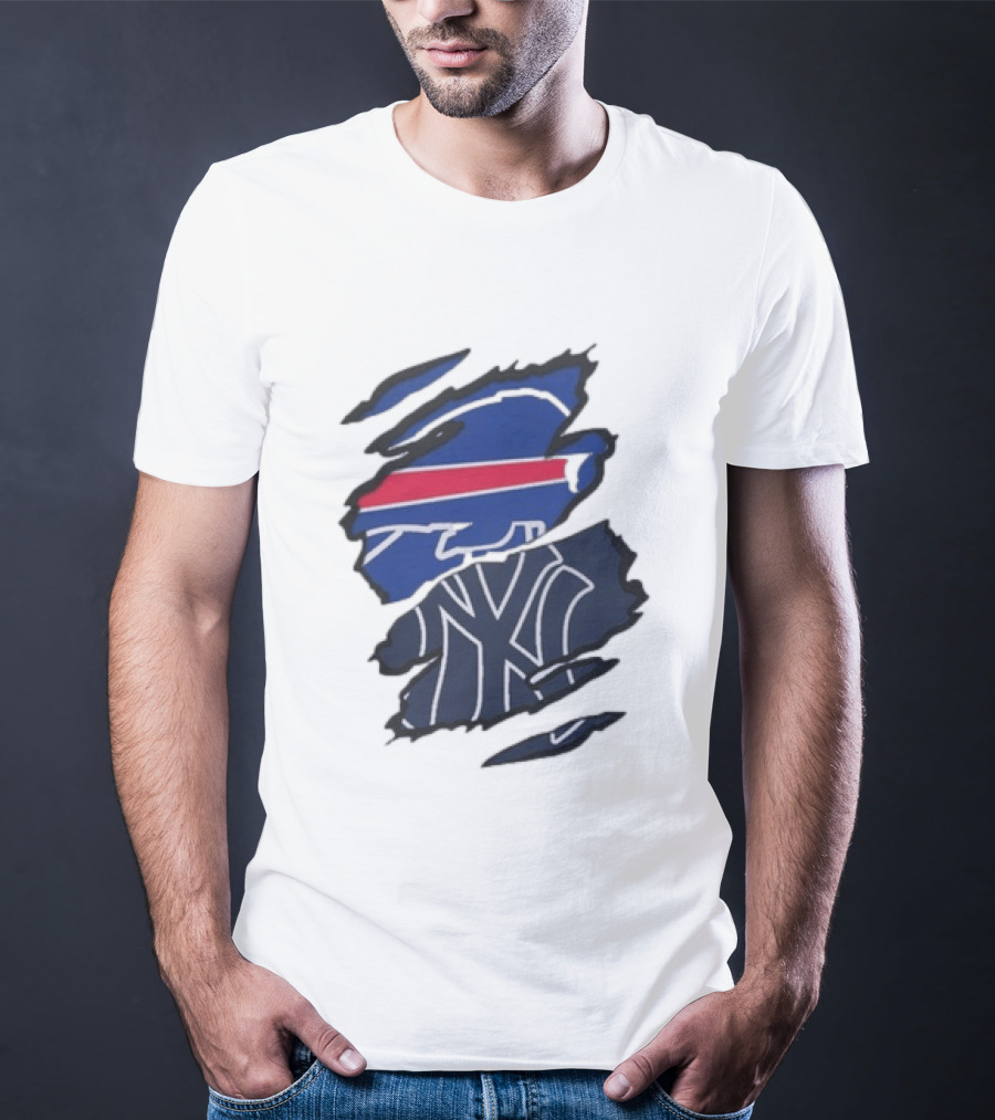 Buffalo Bills New York Yankees Split Collaboration Beneath The Surface T-Shirt