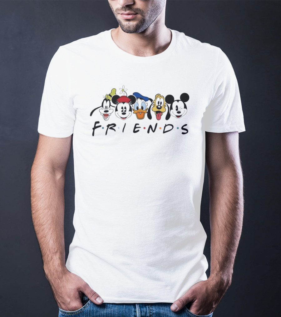 Disney Friends Goofy Minnie Donald Pluto Mickey Faces T-Shirt