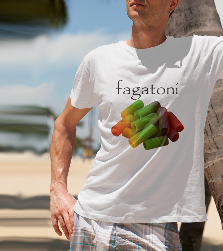 Fagatoni Rainbow Rigatoni Pasta Food Joke Pun LGBTQ+ Pride Humor T-Shirt