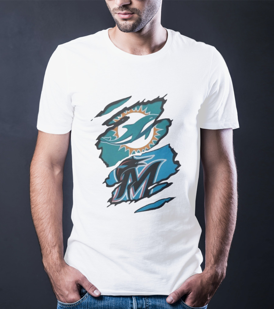 Miami Dolphins Marlins Beneath The Surface NFL MLB T-Shirt