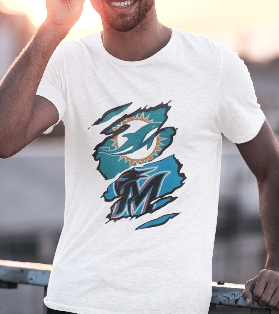Miami Dolphins Marlins Beneath The Surface NFL MLB T-Shirt