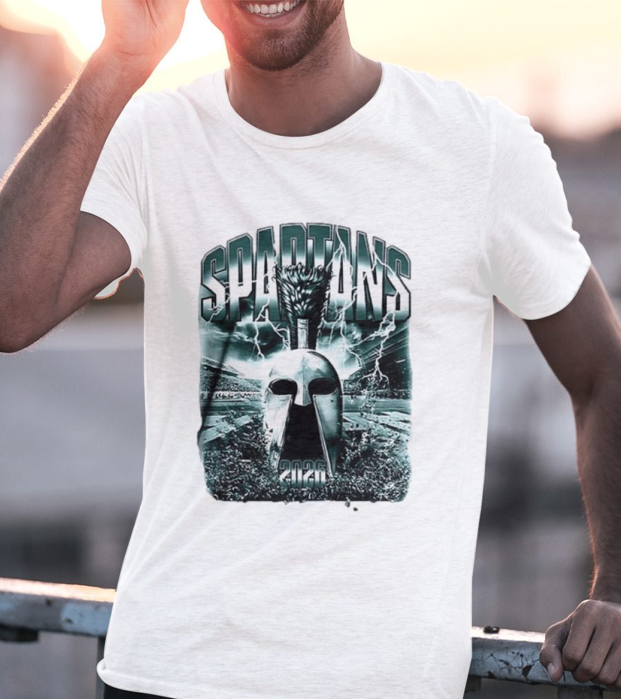 Michigan State Spartans 2026 Mask With Lightning Stadium T-Shirt