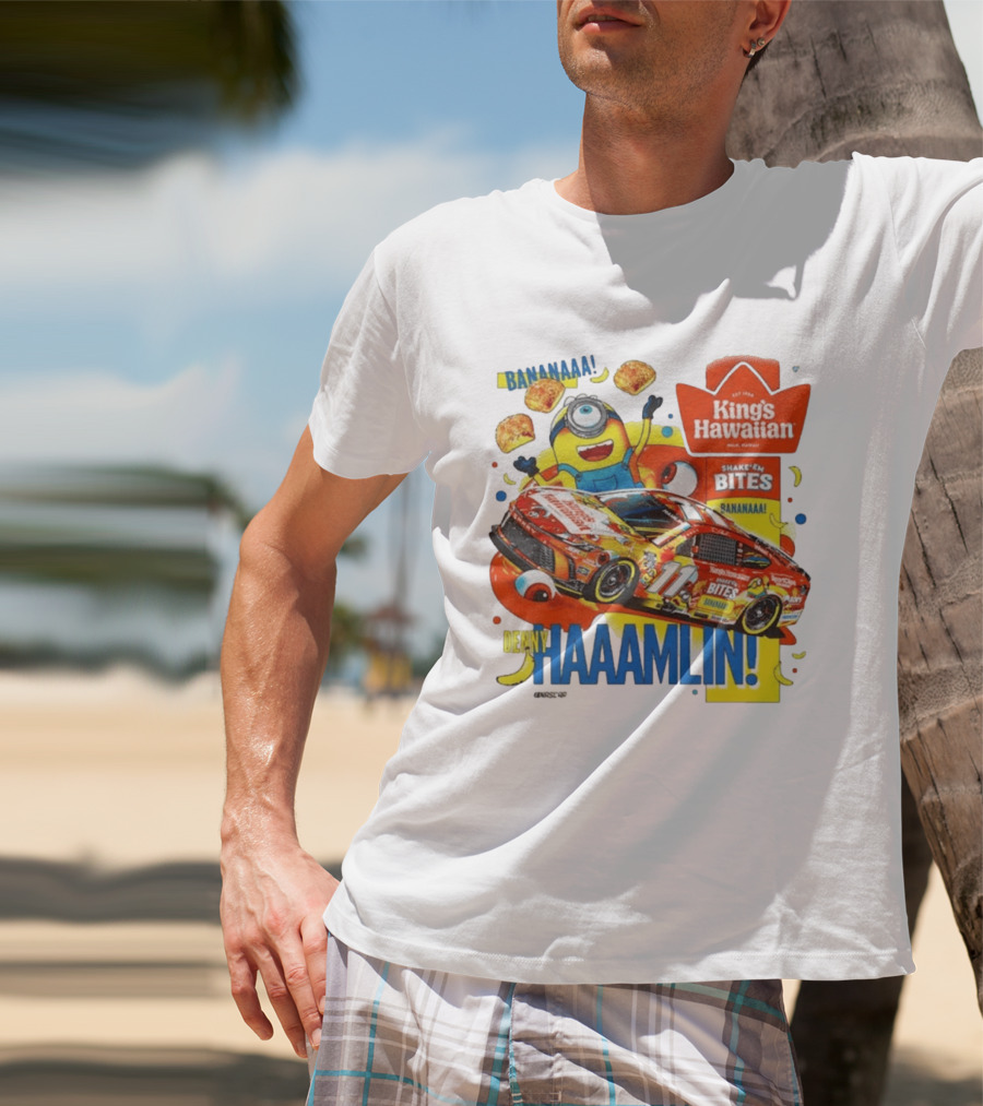 Minions Bananaa With Denny Hamlin King's Hawaiian Shake 'n Bites Racing 2026 T-Shirt