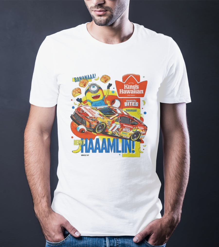 Minions Bananaa With Denny Hamlin King's Hawaiian Shake 'n Bites Racing 2026 T-Shirt