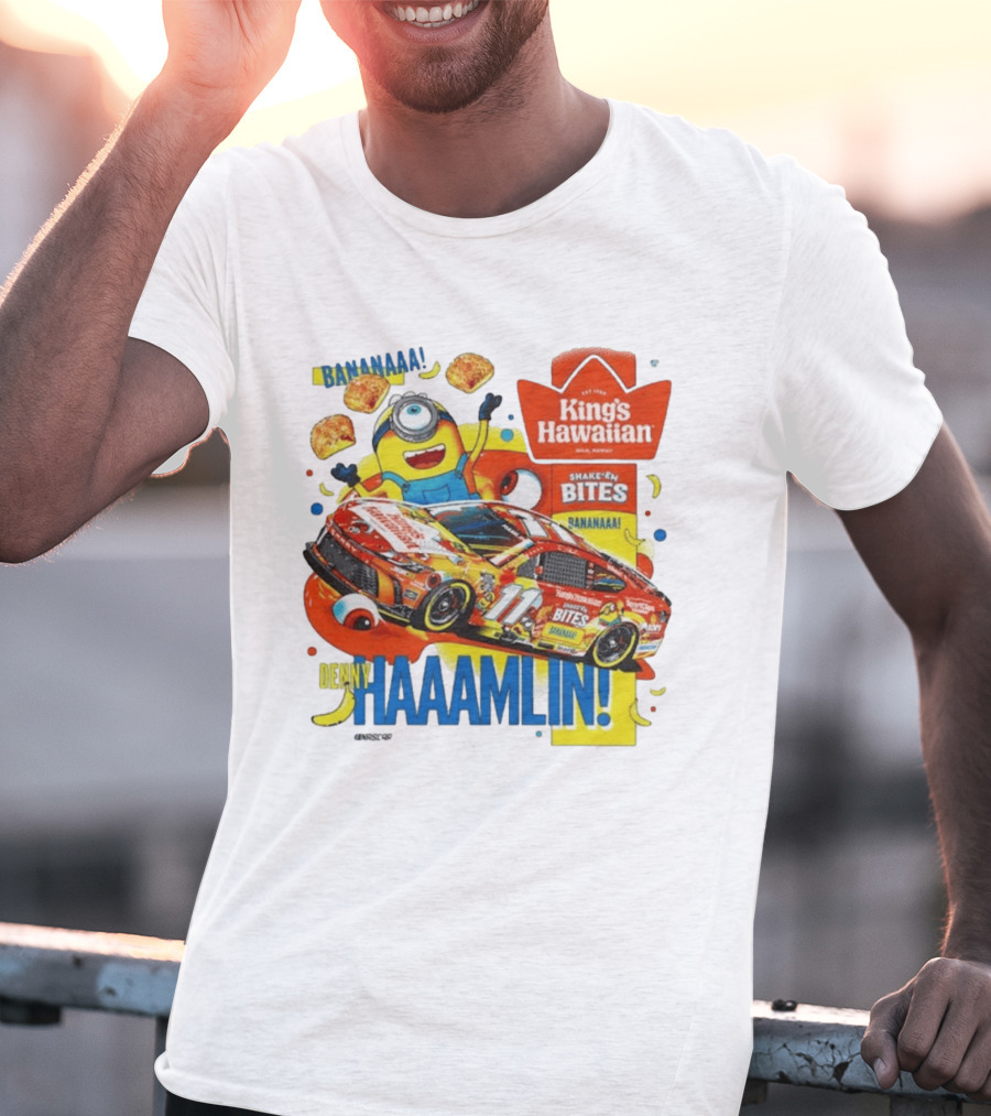 Minions Bananaa With Denny Hamlin King's Hawaiian Shake 'n Bites Racing 2026 T-Shirt