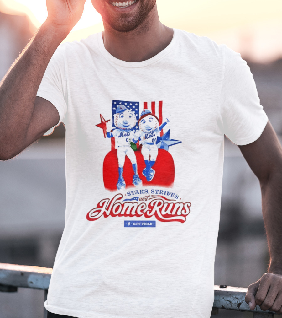 New York Mets Stars Stripes Home Runs Mr Met America T-Shirt