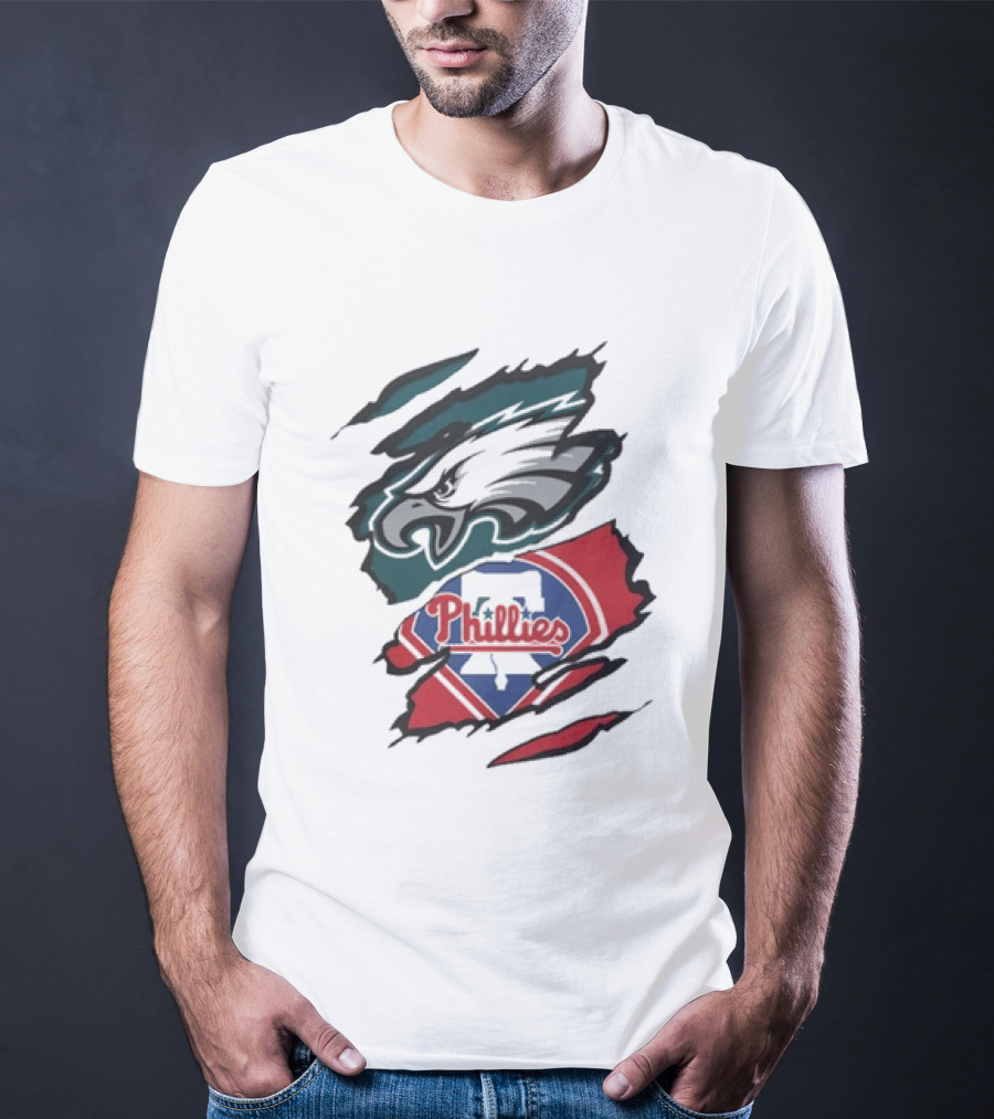 Philadelphia Eagles And Phillies Fan Merge Beneath The Surface T-Shirt