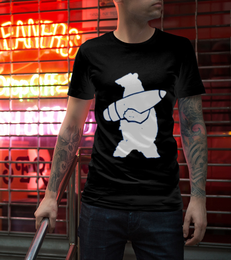 California Republic Bear Holding Bullet Munitions Military Tactical Morale T-Shirt