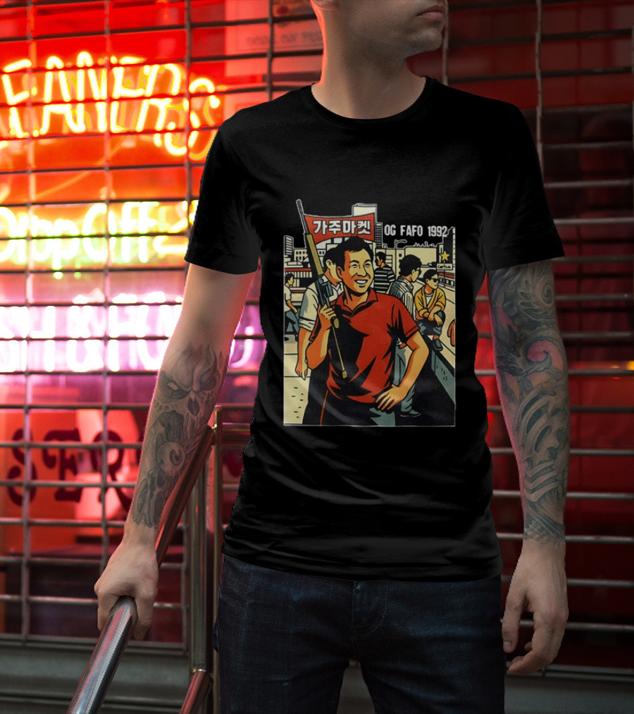 LA Riots 1992 Roof Korean Veterans Og Fafo T-Shirt