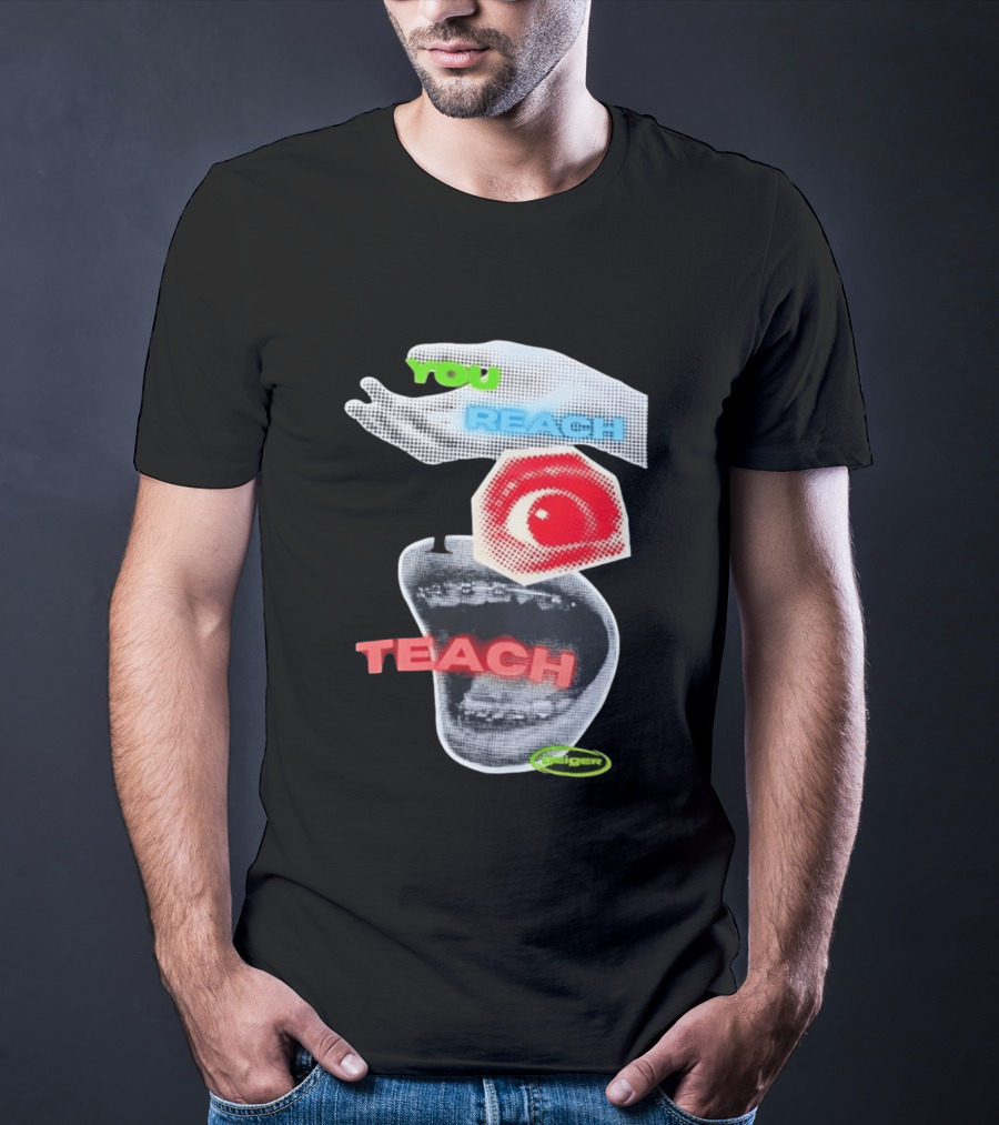 Geiger You Reach I Teach Hand Eye Mouth Collage T-Shirt