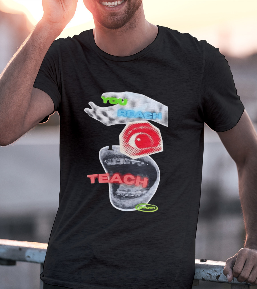 Geiger You Reach I Teach Hand Eye Mouth Collage T-Shirt