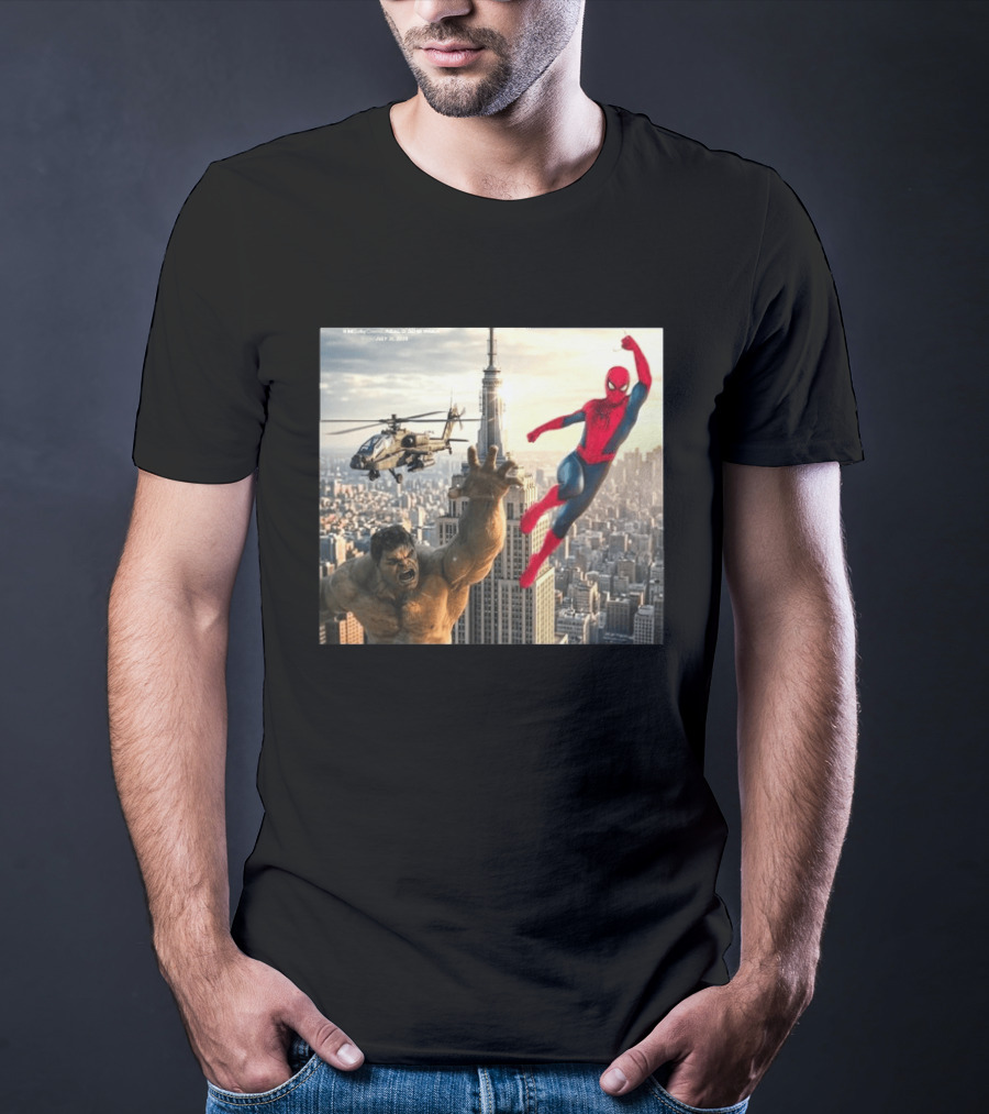Brand New Day Spider Man And Hulk In Epic New York Battle Scene T-Shirt