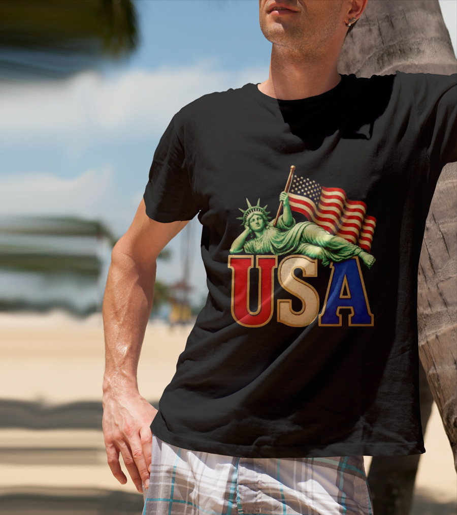 Statue Of Liberty USA Flag Patriotic T-Shirt