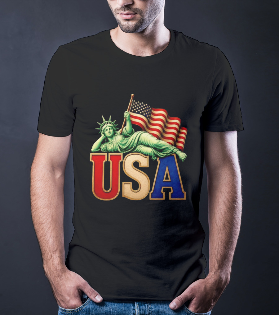 Statue Of Liberty USA Flag Patriotic T-Shirt
