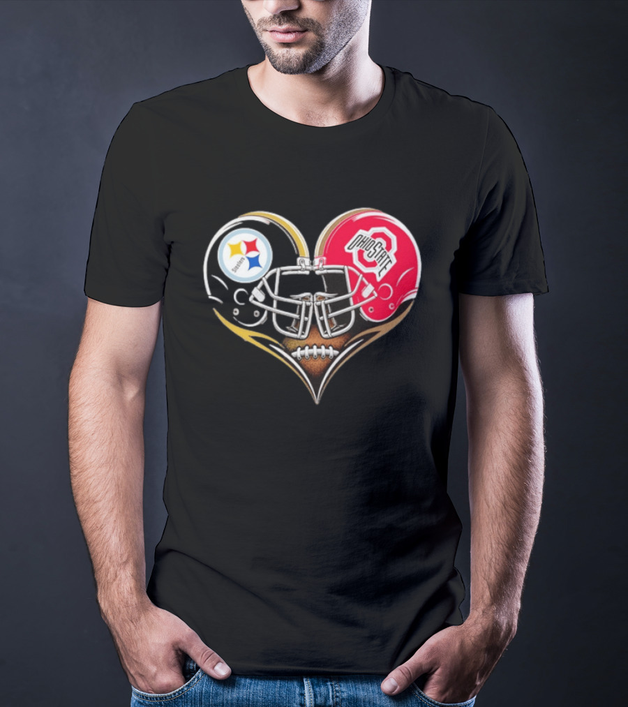 Steelers Ohio State Buckeyes Heart Helmet Fan Love T-Shirt