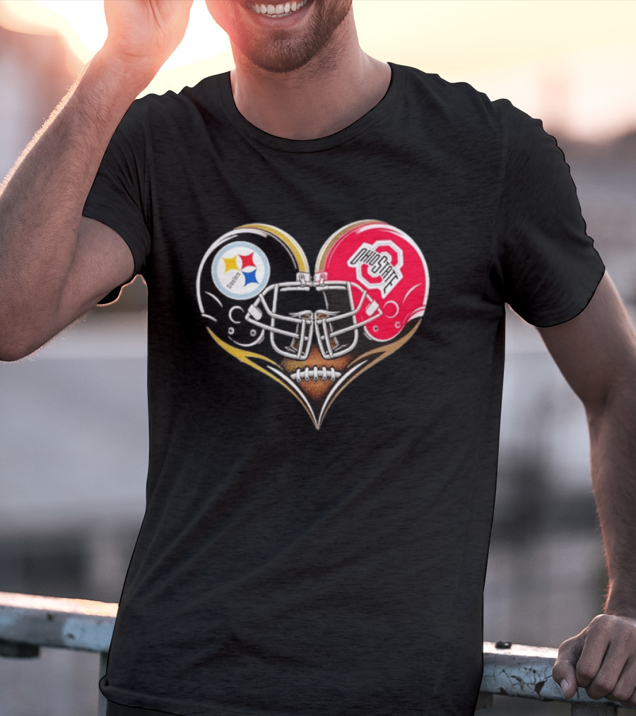 Steelers Ohio State Buckeyes Heart Helmet Fan Love T-Shirt