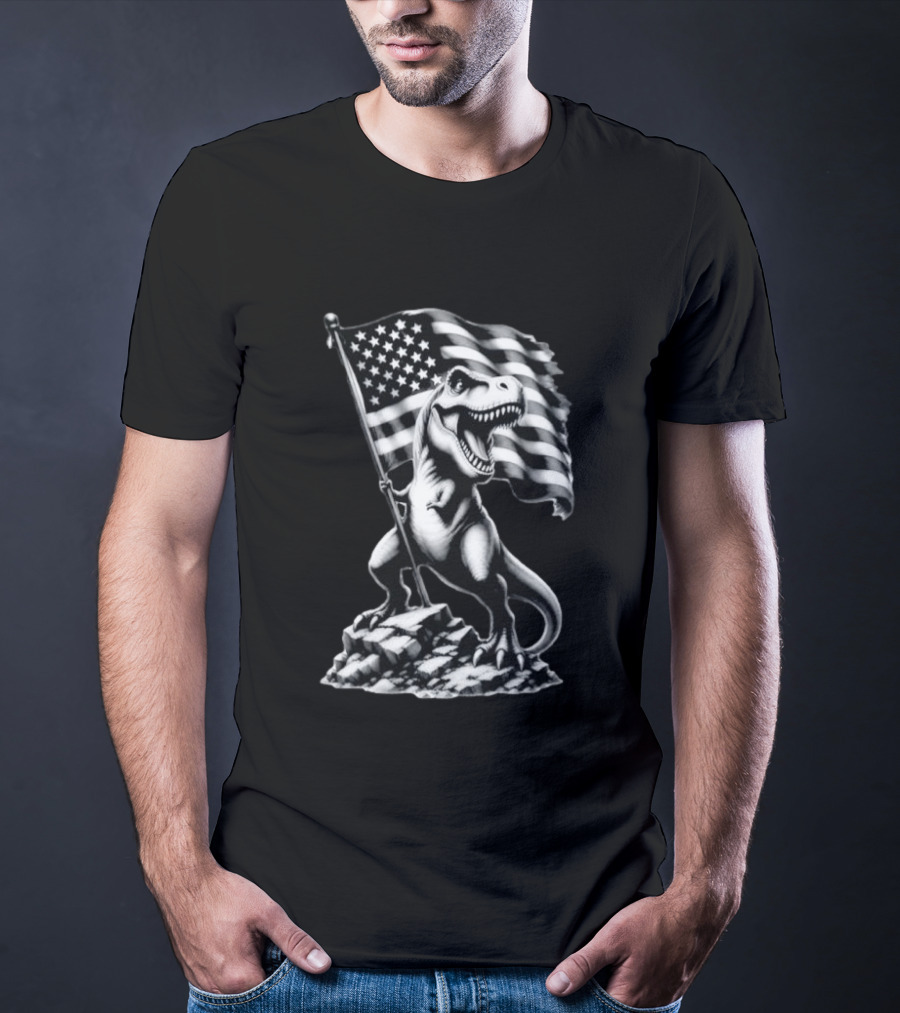 Tyrannosaurus Rex American Flag Patriotic Dinosaur Fan T-Shirt