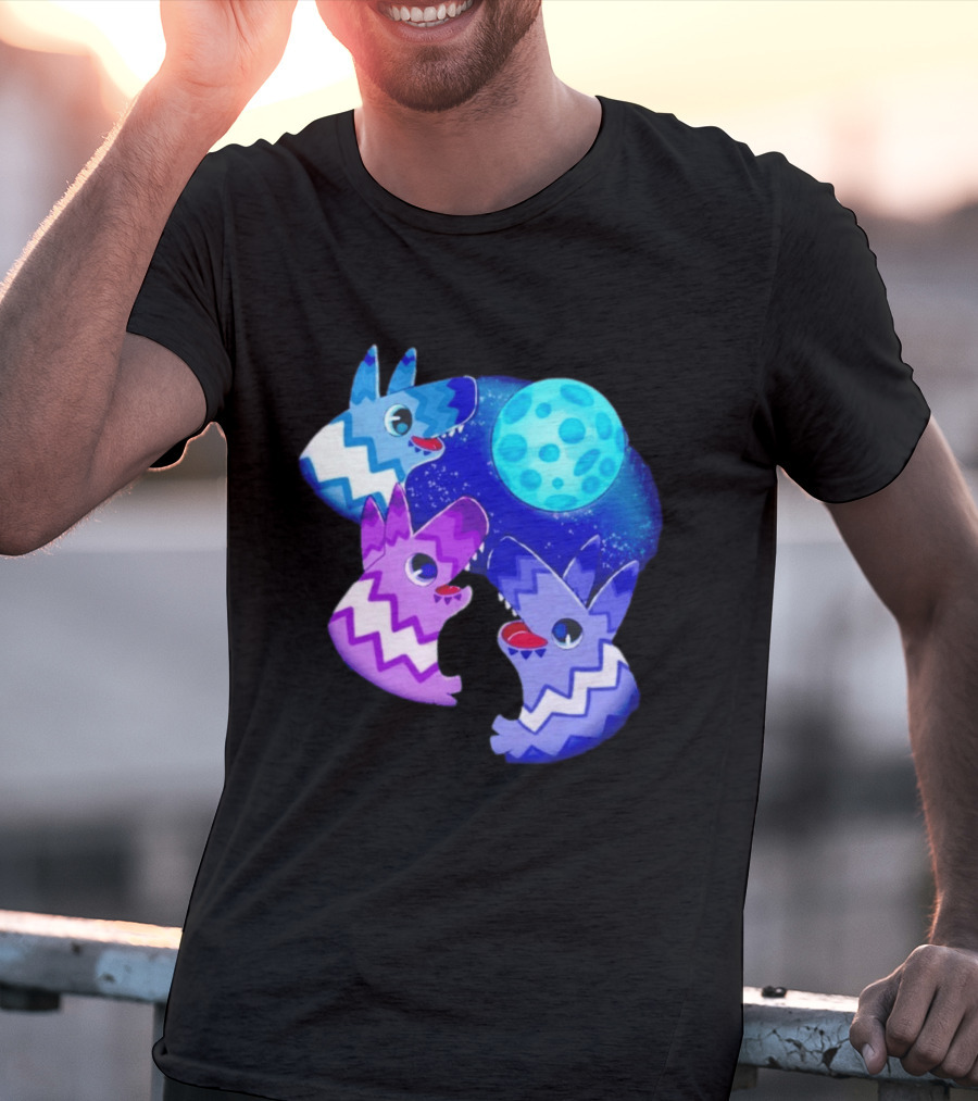 Pinata Dogs Howling At The Moon Blue Zigzag T-Shirt