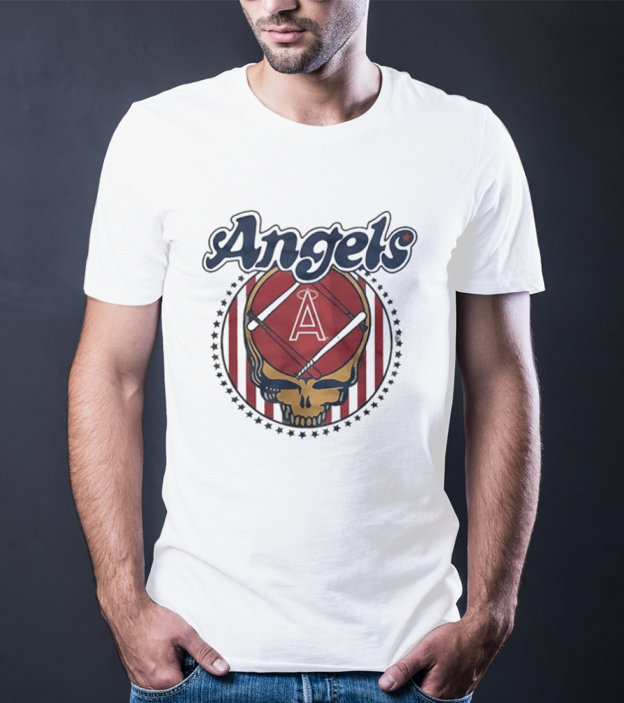 Los Angeles Angels Grateful Dead Steal Your Face Baseball Angels Skull T-Shirt
