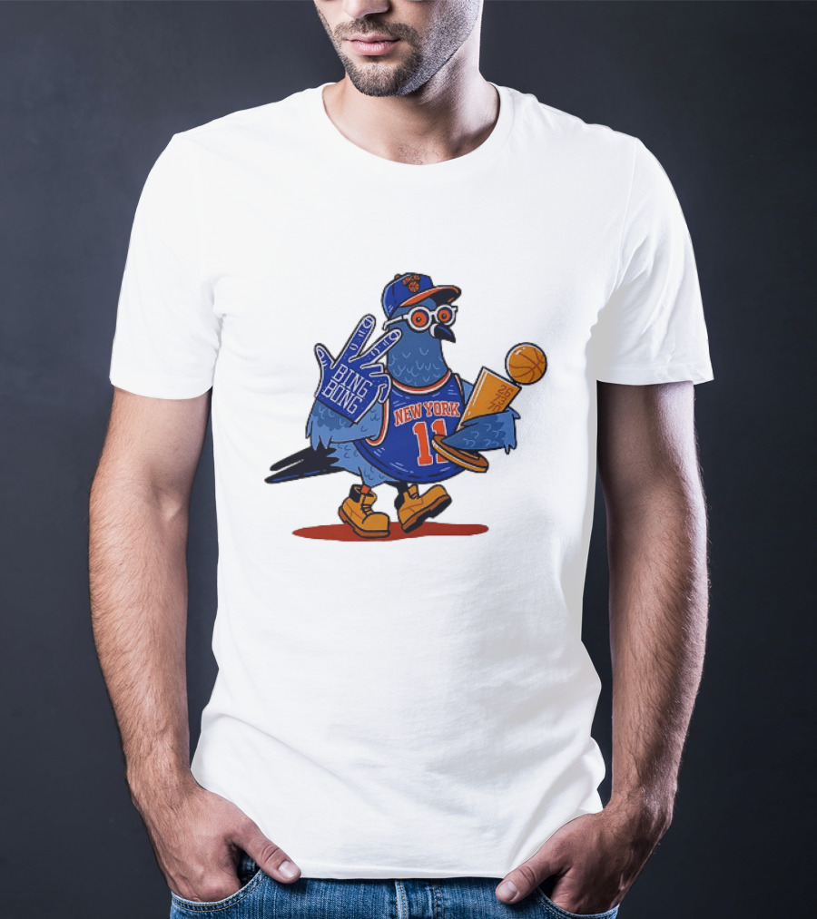 New York Knicks NBA Pigeon Bing Bong 26 73 70 Trophy T-Shirt