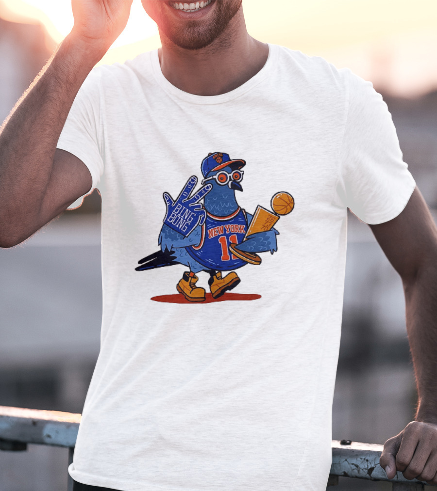 New York Knicks NBA Pigeon Bing Bong 26 73 70 Trophy T-Shirt