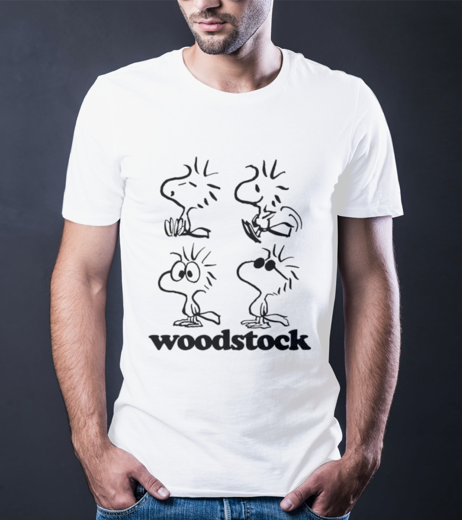Woodstock Sitting Dancing Staring Wearing Sunglasses Peanuts Comic T-Shirt